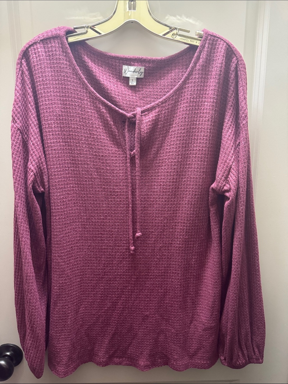 Wonderly Waffle Knit Hoodie - Plum - Picture 2 of 7